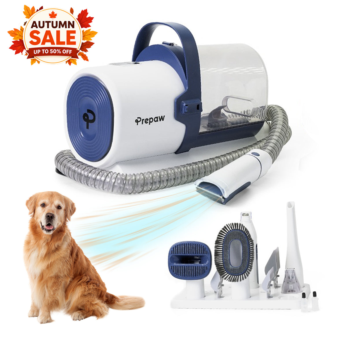 PrePaw Pet Grooming Vacuum Kit with Paw Trimmer & Nail grinder - 11000Pa Powerful Suction With HEPA Filter - Like-New (Certified)