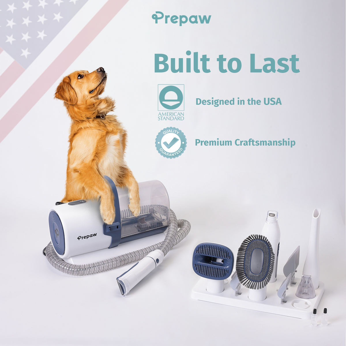 PrePaw Pet Grooming Vacuum Kit All Inclusive with Paw Trimmer & Nail grinder - 11000Pa Powerful Suction With HEPA Filter